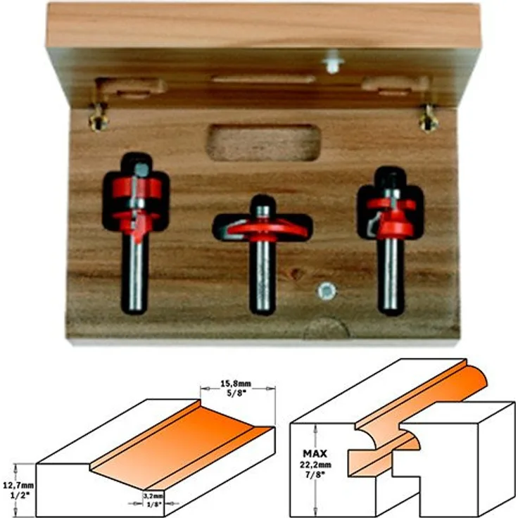 CMT Orange Tools 900.024.11 ESTUCHE 3 Fräser HW S 8 Küchen Lonnie Bird
