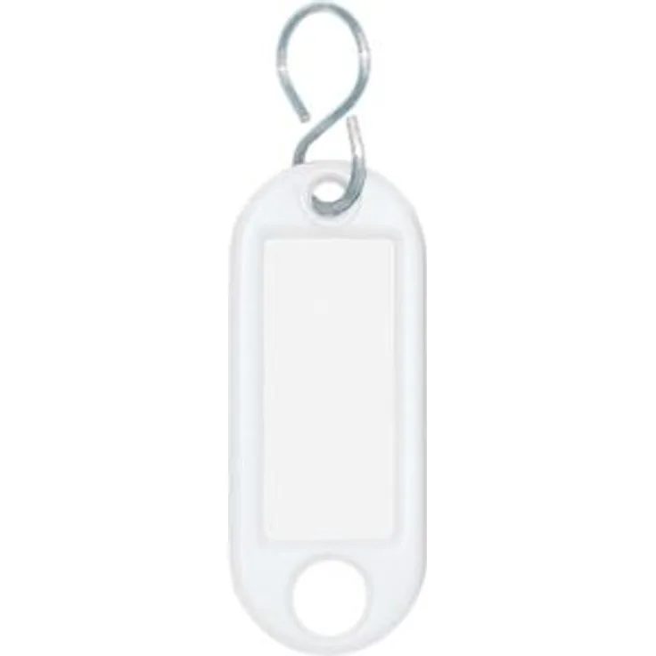 Wedo 262103400 Schlüsselanhänger Kunststoff (mit S-Haken, auswechselbare Etiketten) 10 Stück, weiß