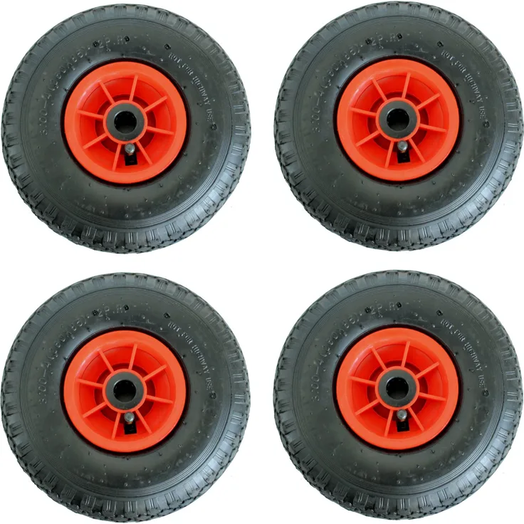 4x Sackkarrenrad 3.00-4 260x85 Bollerwagenrad Luftrad Ersatzrad 4PR mit Kugellager