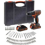 Black+Decker BDC718AS2O-QW Akku-Bohrschrauber, 18 V, 80 Zubehörteile, mit 2 Akkus