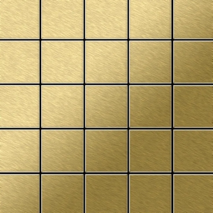 Mosaik Fliese massiv Metall Titan gebürstet in gold 1,6mm stark ALLOY Century-Ti-GB 0,5 m2