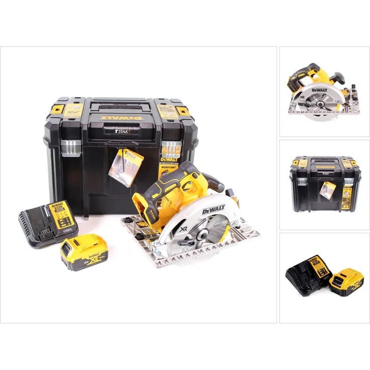 DeWalt DCS 572 P1 Akku Handkreissäge 18V + 1x Akku 5,0 Ah + Ladegerät + T-STAK