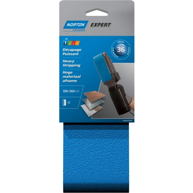 Norton Expert Schleifbänder 100 x 560 mm Körnung 36 Set von 2