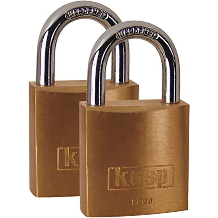 Kasp K12030D2 Vorhängeschloss, Messing - Doppelpack, 30 mm, gleichschließend - Serie 120, gold