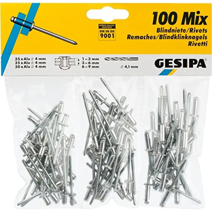 Gesipa 1433667 Niete, Grau, 100 Stück