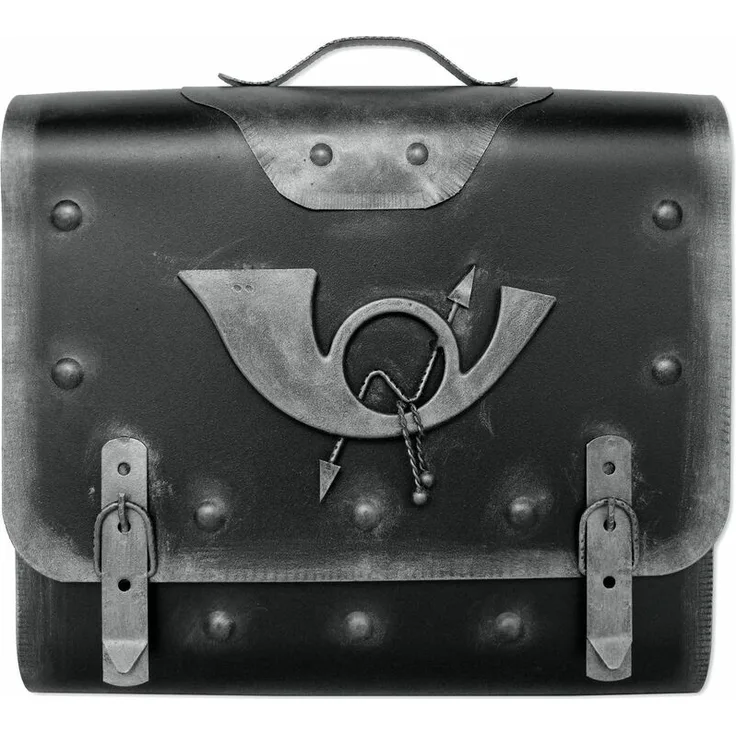 Briefkasten Alter Ranzen mit Posthorn PH2, 40 x 40 x 9 cm, silber