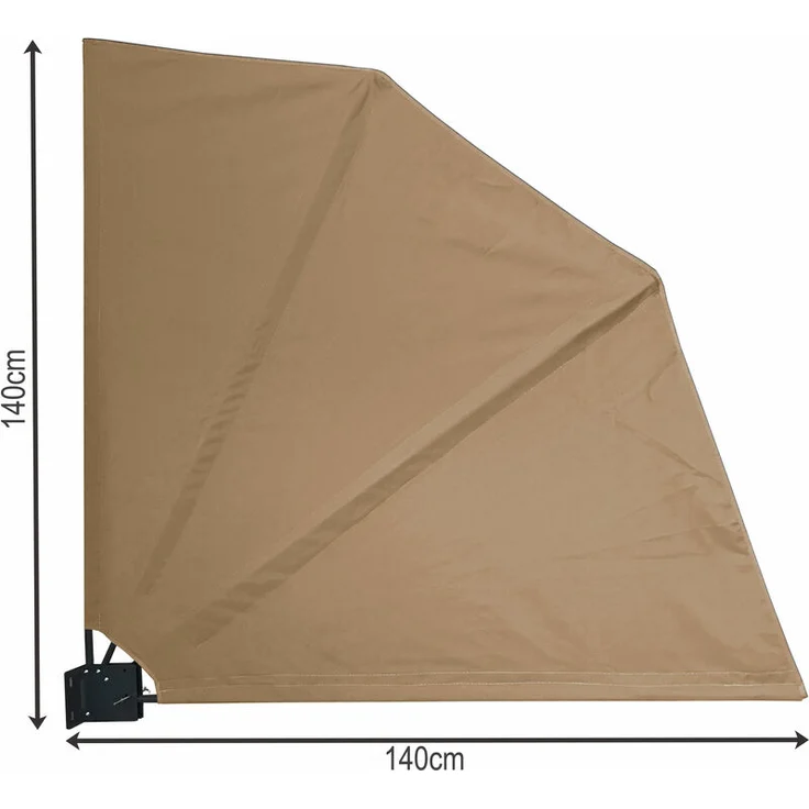 Sichtschutz Fächer Premium 140x140cm Stoff Balkon Trennwand Windschutz Sonnenschutz Sand – Bild 1