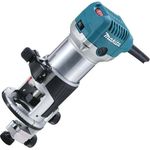 Makita RT0700CX2J Oberfräse und Trimmer Parallelanschlag 6 x 160 mm, 710 Watt Leistung, 8 mm Spannzangenweite, 40 mm Fräskorbhub