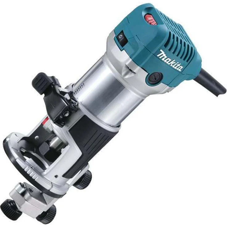 Makita RT0700CX2J Oberfräse und Trimmer Parallelanschlag 6 x 160 mm, 710 Watt Leistung, 8 mm Spannzangenweite, 40 mm Fräskorbhub – Bild 1