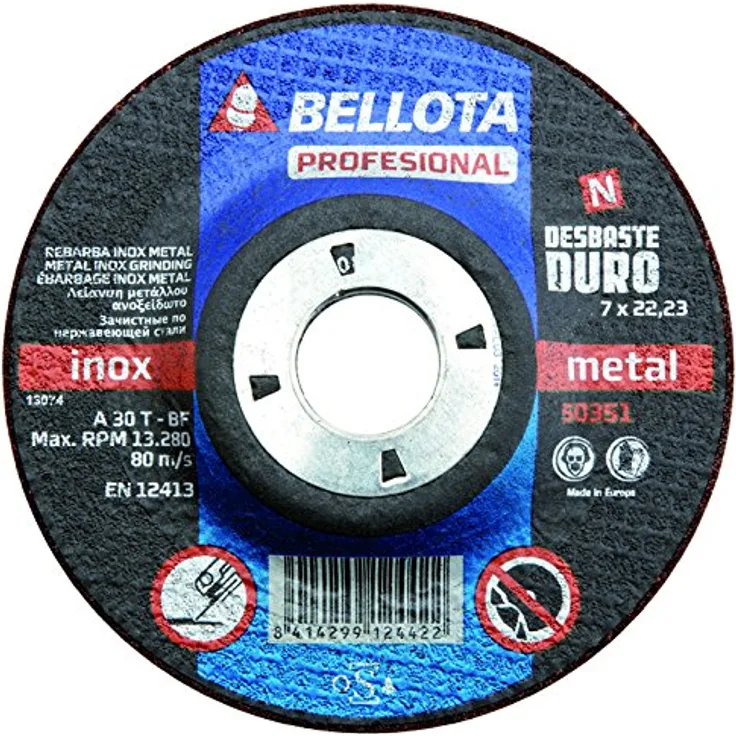 Bellota Profesional Schleifscheibe, fein, für Edelstahl und Metall, 115 mm