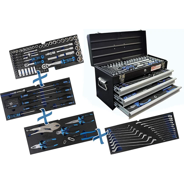 BGS Werkzzeugkiste gefüllt Werkzeugkoffer Zangenset Steckschlüsselset 143-tlg. – Bild 1