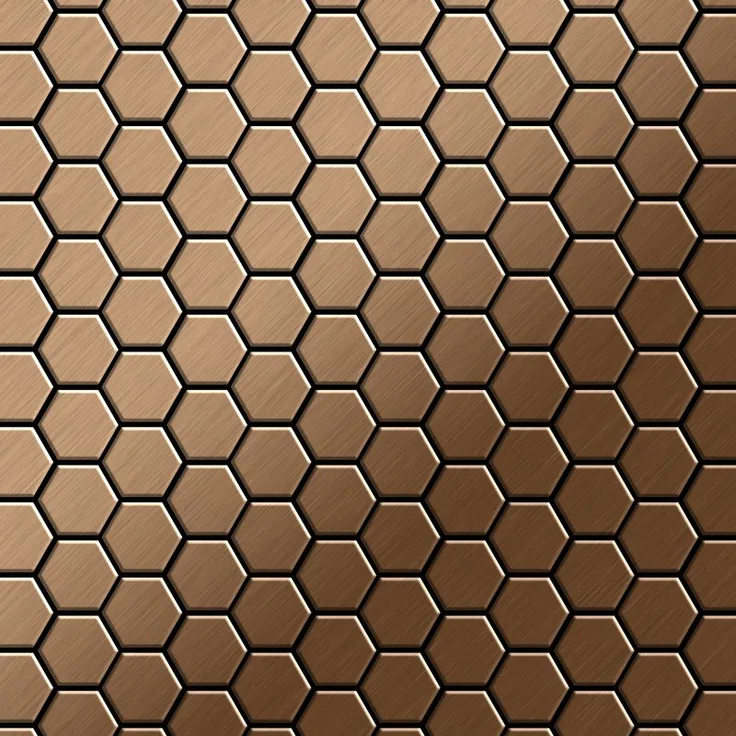 Mosaik Fliese massiv Metall Titan gebürstet in kupfer 1,6mm stark ALLOY Honey-Ti-AB 0,92 m2