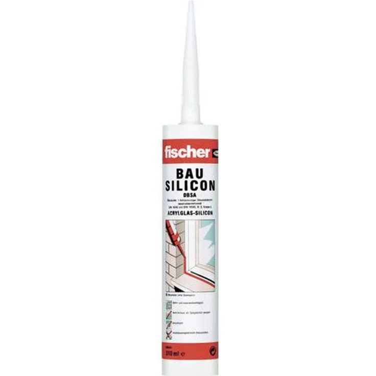 fischer DBSA TP - Premium Bausilicon zur Verwendung bei Anschluss- und Dehnungsfugen im Innen- und Außenbereich, geruchsarme Dichtmasse, transparent, 310 ml - 1 Stück - Art.-Nr. 53090  – Bild 1