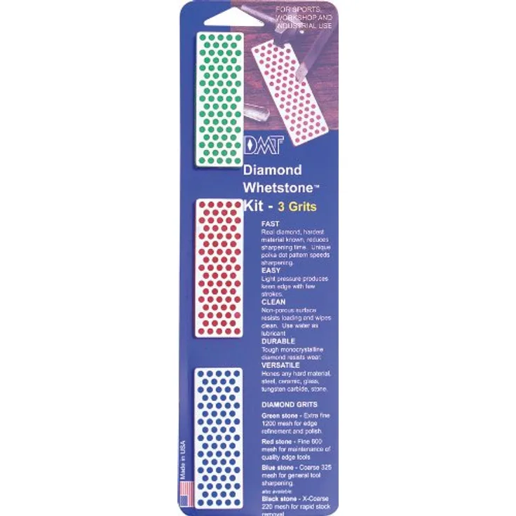 DMT Diamond Whetstone Mini-Diamantstein grob-fein-extrafein – dreiteiliges Set, 1 Stück, W7EFC