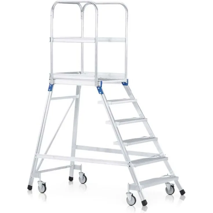Zarges Z600 Podesttreppe fahrbar mit 6 Leichtmetall-Stufen