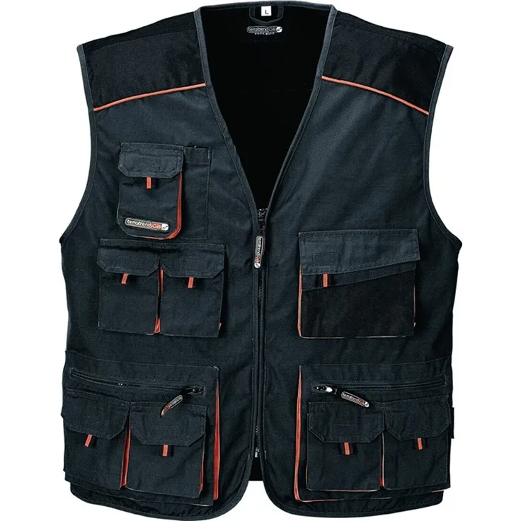 Weste Gr. 48 dunkelgrau-schwarz-orange 65% PES-35% CO TERRATREND