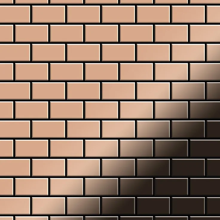 Mosaik Fliese massiv Metall Kupfer gewalzt in kupfer 1,6mm stark ALLOY House-CM 0,98 m2