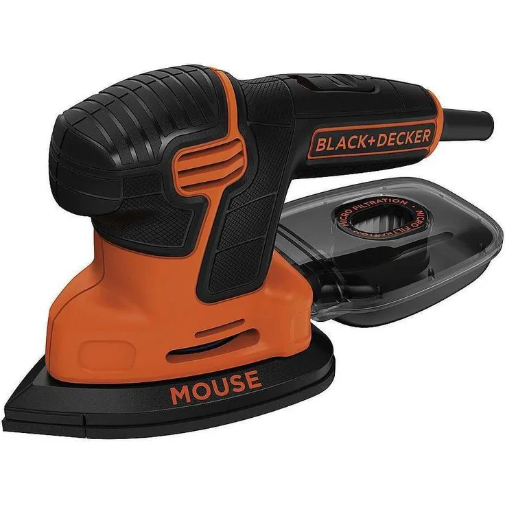 Black+Decker Dreieckschleifer Mouse KA2000 ? Kraftvolle Schleifmaschine mit Staubfangbehälter inkl. Mikrofilter ? Für das Abschleifen selbst an schwer zugänglichen Stellen ? 1 x Schleifer 120 W