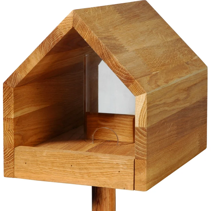 Luxus-Vogelhaus 46601e Eiche-Vogelfutterhaus mit Ständer, Satteldach, Futtertablett und Silo – Bild 1