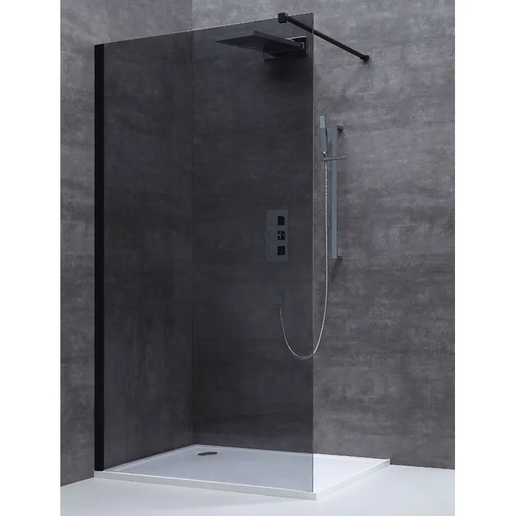 Aloni Walk-In Duschwand 900x2000mm Rauchglas 8mm Duschglas Nano-Beschichtung Duschabtrennung Duschtrennwand