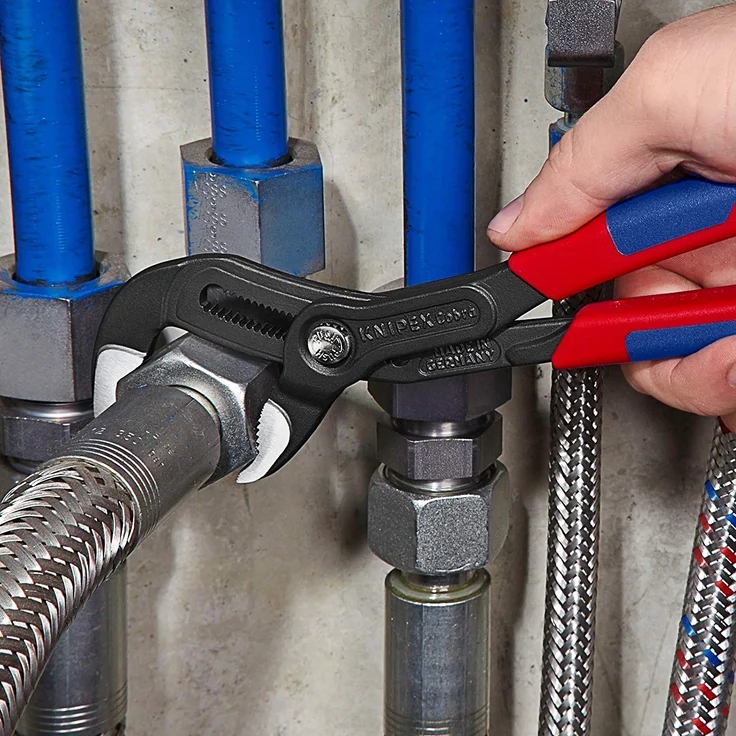 KNIPEX 87 02 250 SB Cobra Hightech-Wasserpumpenzange grau atramentiert mit schlanken Mehrkomponenten-Hüllen 250 mm (in SB-Verpackung) – Bild 3
