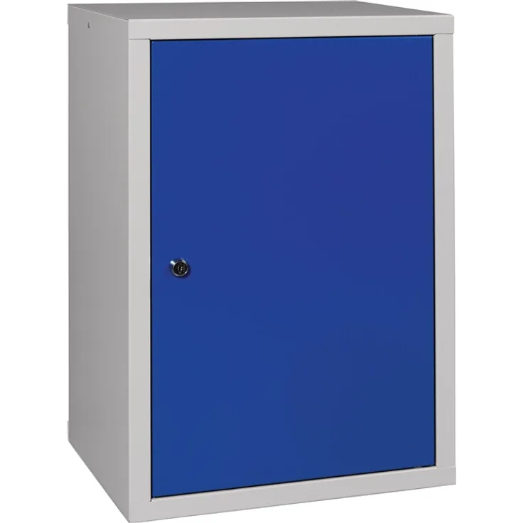 K. A. Hängeschrank H600xB400xT300mm Vollblech,1 BD Stahlbl.lichtgrau-enzianblau