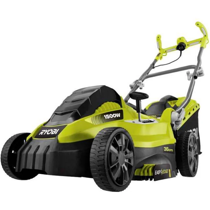 Ryobi Elektro-Rasenmäher RLM15E36H, Grasmäher mit 1500 W, 36 cm Schnittbreite, 5-stufige zentrale Schnitthöhenverstellung, EasyEdge Rasenkamm, inkl. Mulchkeil, 45 l Grasfangsack, Art.-Nr. 5133002345 – Bild 1
