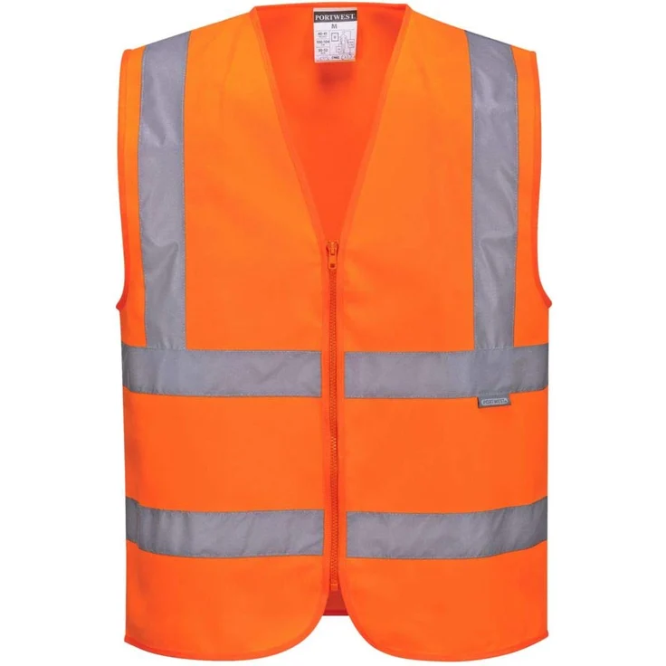 Portwest C375ORRL Warnweste mit Reißverschluss, Größe L, Orange – Bild 1