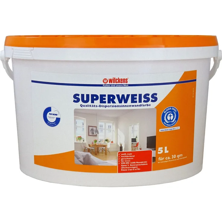 Wilckens - Wilckens 5l Superweiss Weiß Wandfarbe Innenfarbe hochdeckend Wohnraumfarbe - weiß