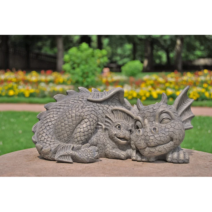 MystiCalls Gartenfigur Gartendrache - Modell Mutterliebe - Fantasy Figur Deko Drache Garten – Bild 1