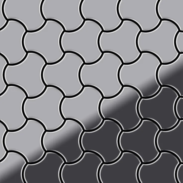 Alloy Mosaik Fliese massiv Metall Edelstahl marine hochglänzend in grau 1,6mm stark Ubiquity-S-S-MM Designed by Karim Rashid 0,75 m2