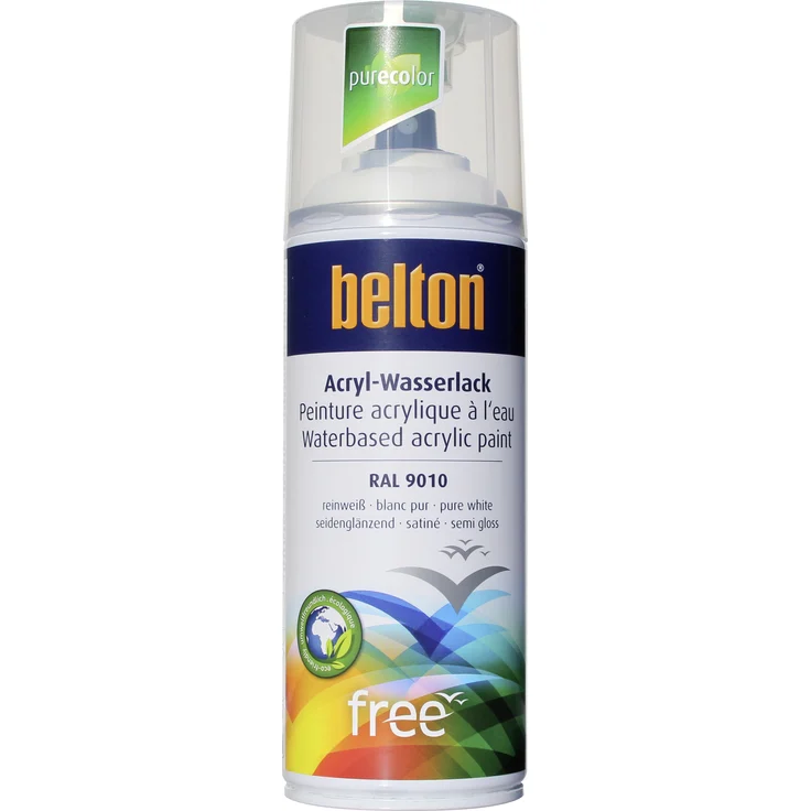 belton free Lackspray 400 ml, Acryl Wasserlack, reinweiß, seidenglanz – Bild 1