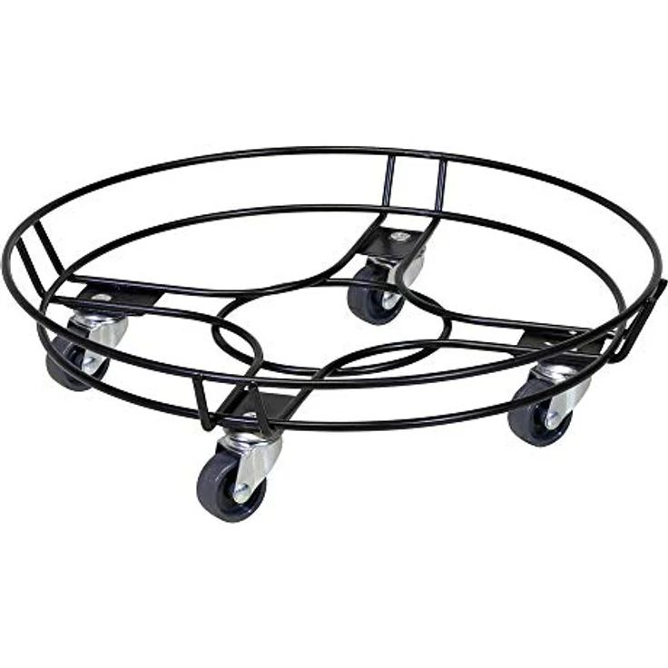 WAGNER Pflanzenroller Black Ø 38 x 9,5 cm I Black Edition Blumenroller für Außenbereich + Innenbereich, schwarz I Kübelroller aus Stahl mit Randbegrenzung I Tragkraft 100kg - 20093401