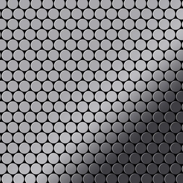 Alloy Mosaik Fliese massiv Metall Edelstahl marine hochglänzend in grau 1,6mm stark Penny-S-S-MM 0,88 m2