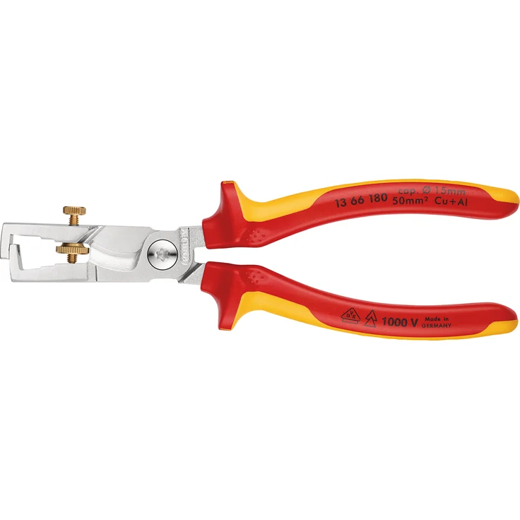KNIPEX 13 66 180 StriX Abisolierzange mit Kabelschere verchromt isoliert mit Mehrkomponenten-Hüllen, VDE-geprüft 180 mm – Bild 3