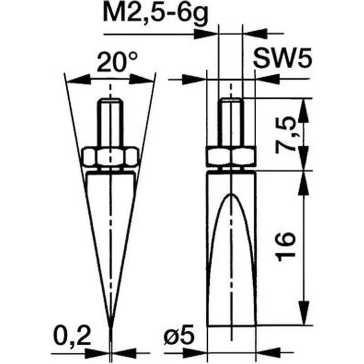 Käfer Messeinsätze für Messuhren u. Feinzeiger Stahl, Schneide 5 mm breit