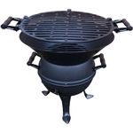 Westerholt 2473 Grillfass Holzkohlegrill Rundgrill aus Gusseisen und Stahl, 36 x 36 x 45 cm klein, 4,4 kg