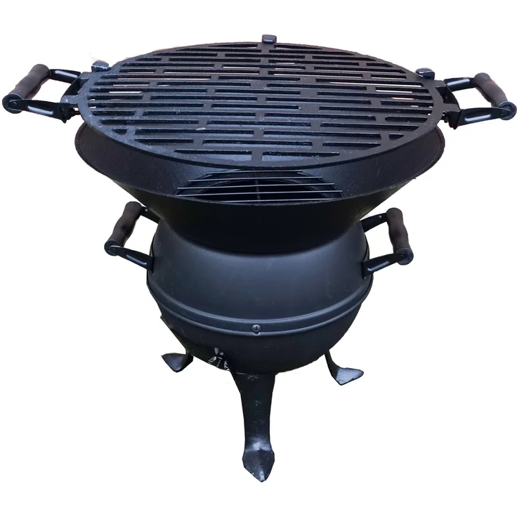 Westerholt 2473 Grillfass Holzkohlegrill Rundgrill aus Gusseisen und Stahl, 36 x 36 x 45 cm klein, 4,4 kg