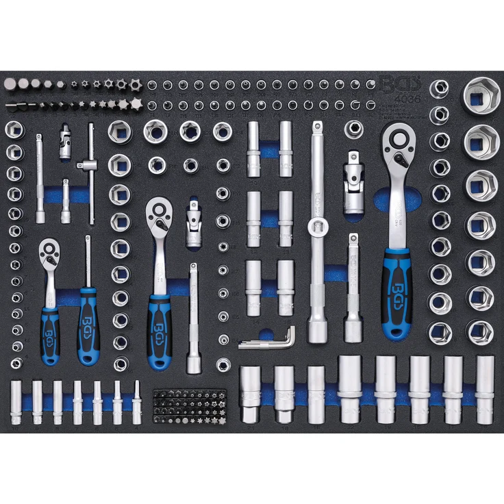 BGS 4036 | Werkstattwageneinlage 3-3: Steckschlüssel-Satz | 192-tlg. | 6,3 mm (1-4''), 10 mm (3-8''), 12,5 mm (1-2'') – Bild 1
