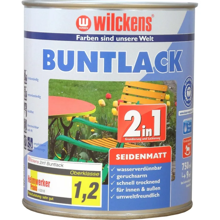 Wilckens - Wilckens 0,75l 2in1 Buntlack seidenmatt Rapsgelb Grundierung Farblack Lack - gelb