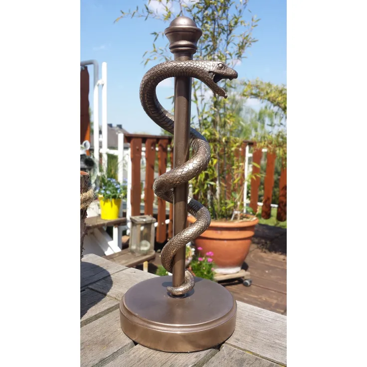 Dekofigur bronziert - Modell Äskulap-Stab - Bronzefigur Figur Deko Wohnen Heilen