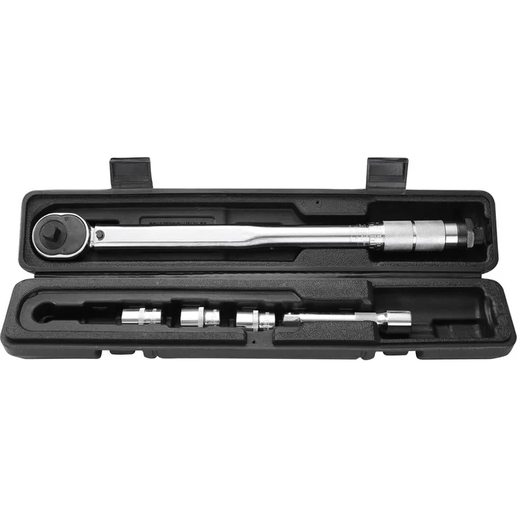 Monzana Drehmomentschlüssel 6tlg. Set 28-210Nm 1/2 CV inkl. 3 Stecknüsse  Verlängerung inkl. Koffer  4% Toleranz – Bild 1