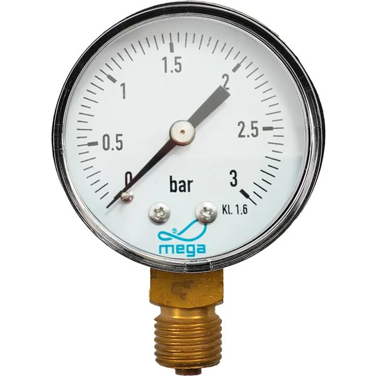 "mega Manometer 50mm Außengewinde unten 1/4"""