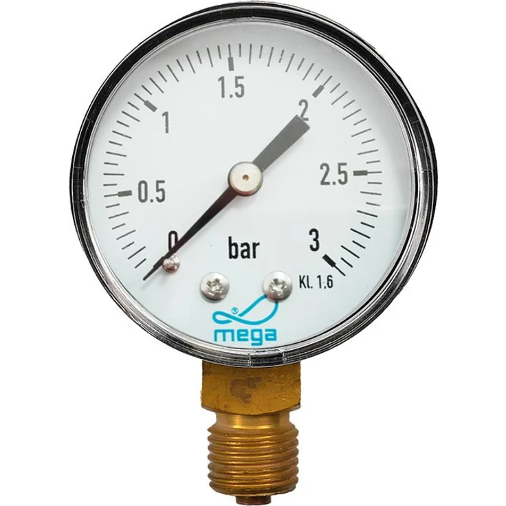 "mega Manometer 50mm Außengewinde unten 1/4"""