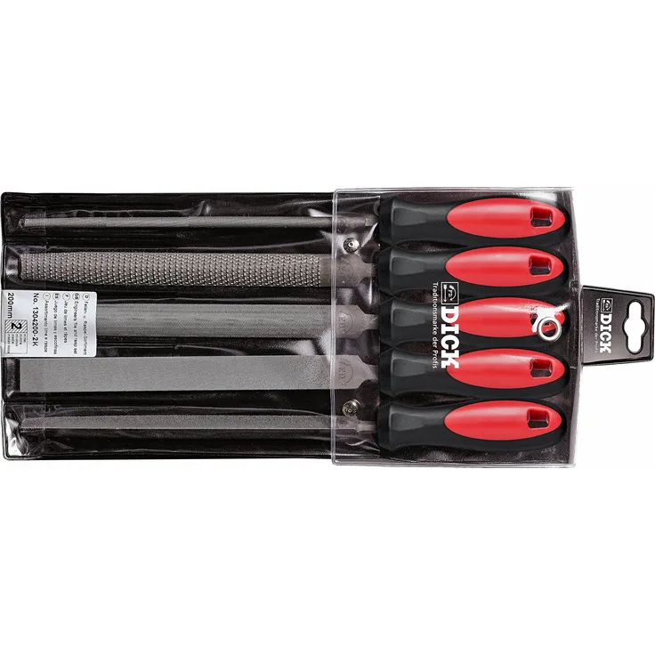 Dick Feilen, Raspel -Satz 5tlg. 200 mm (Feile, Raspel für allgemeine Arbeiten, Hieb 2, Stahl, Eisen, NE-Metall) 1304200-2K