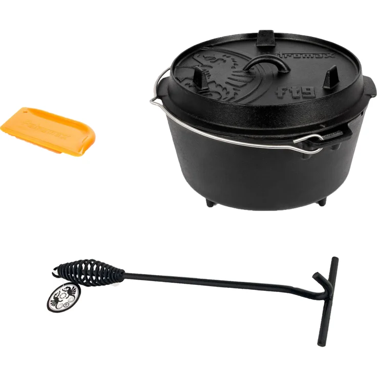 Petromax Feuertopf Starterset ft9 (Dutch Oven mit Standfüßen) inkl. Deckelheber  Schaber