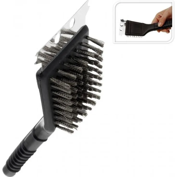 Grillbürste aus Edelstahl 21cm Stahl Grill Zubehör Outdoor BBQ Camping Reinigung