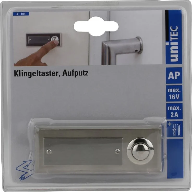 UNITEC 41104 Edelstahl-Klingeltaster 1-Fach, Aufputz – Bild 2