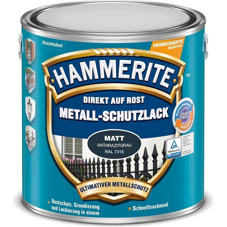HAMMERITE Metall-Schutzlack Matt SB Anthrazitgrau 2,5L - 5272548 – Bild 1