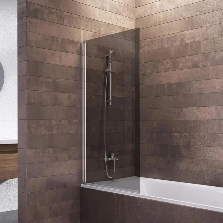 Duschwand Berlin, 70 x 130 cm, 5 mm Sicherheitsglas, Duschabtrennung für Badewanne Alu-Natur Anthrazit - Schulte – Bild 1